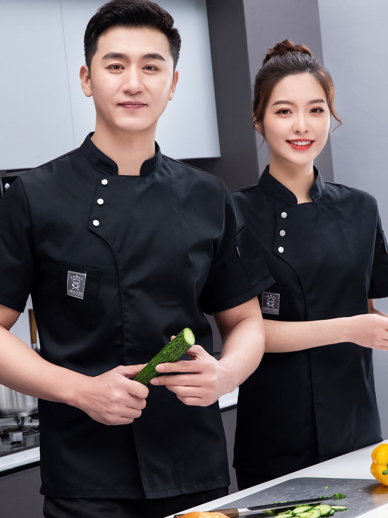 Waterproof Chef Work Clothes Short-Sleeved Men'S And Women'S Breathable Catering Kitchen Work Clothes Western Restaurant El Work Clothes Professional Long-Sleeved - Image 5