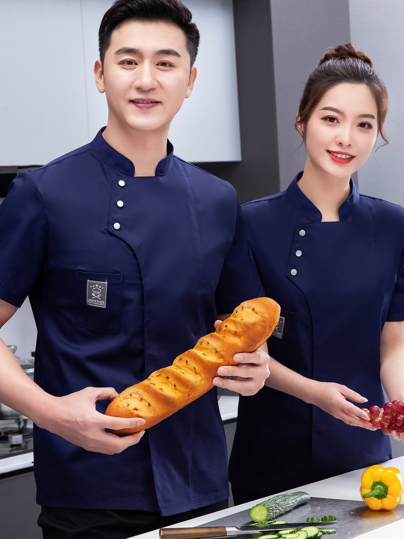 Waterproof Chef Work Clothes Short-Sleeved Men'S And Women'S Breathable Catering Kitchen Work Clothes Western Restaurant El Work Clothes Professional Long-Sleeved - Image 4