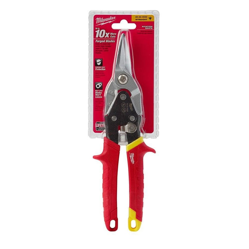 Milwaukee 48-22-4530 48224530 Metal Aviation Snips Straight Cut, Red - Image 2