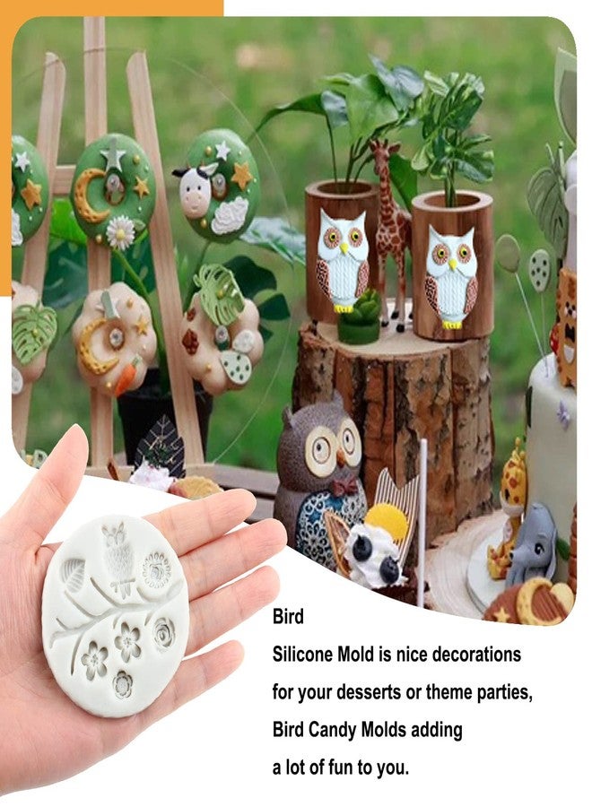 Sijiangmold Bird Silicone Molds Owls Tree Branch Fondant Mold Set of 4 - Image 3