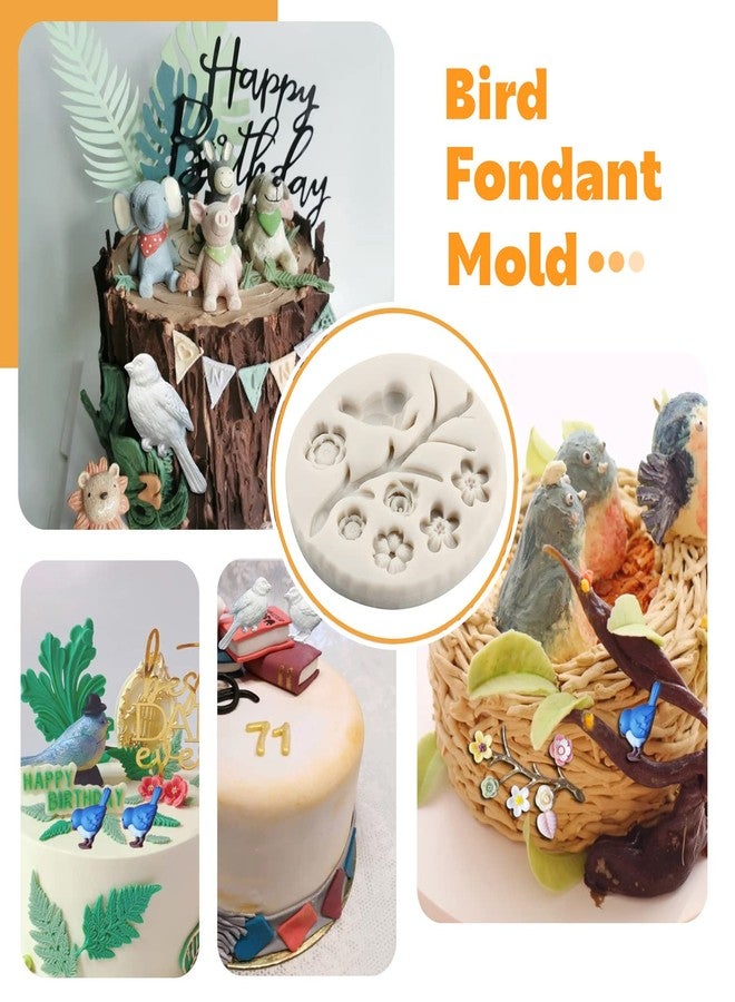 Sijiangmold Bird Silicone Molds Owls Tree Branch Fondant Mold Set of 4 - Image 4