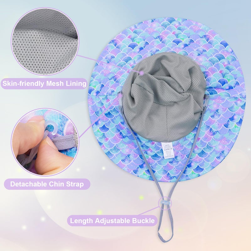 ICOSY Kids Sun Hat for Girls Mesh Bucket Hat Toddler UV Protection Beach Hat Kids Foldable Fishing Hat for Girls 2-8 Years Blue - Image 5