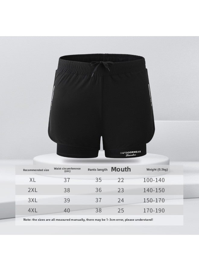 Loquat Men's Double-layer Quick-drying Swimming Trunks Breathable Boxers Swimming Suit Summer Comfortable Shorts Sports Swimming Suit-Color:Black- - Image 5