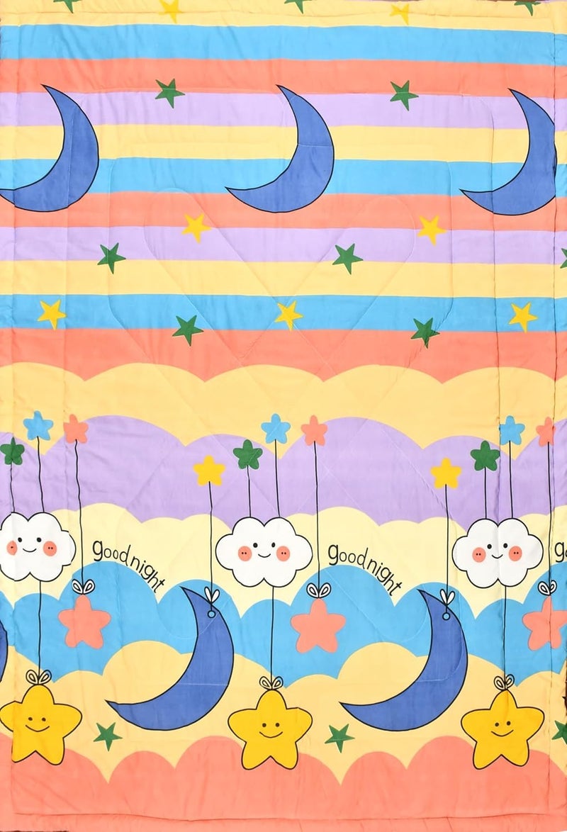 Filymore Good Night Comforter for Kids Girls - Cute Cartoon Print Single Bed Blanket, Microfiber Dohar for Boys & Girls | Soft Kids Winter & Summer Quilt |60x90 Inches (Beige) - Image 4