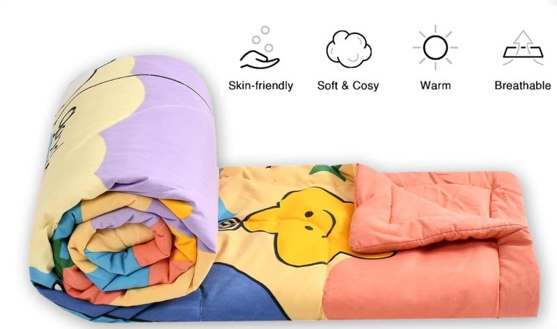 Filymore Good Night Comforter for Kids Girls - Cute Cartoon Print Single Bed Blanket, Microfiber Dohar for Boys & Girls | Soft Kids Winter & Summer Quilt |60x90 Inches (Beige) - Image 5