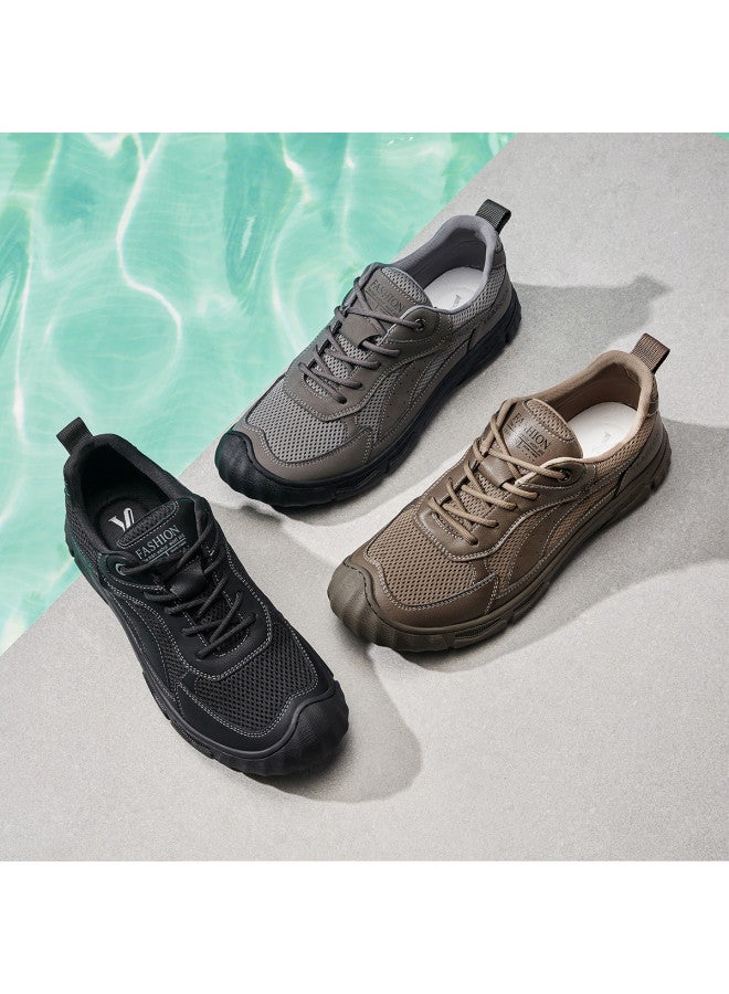 یاركون أحذية المشي بأسلوب ريترو مريحة للخريف، أحذية مشي شبكية تسمح بمرور الهواء للرجال، أحذية رياضية عادية للهواء الطلق للرجال - Image 4