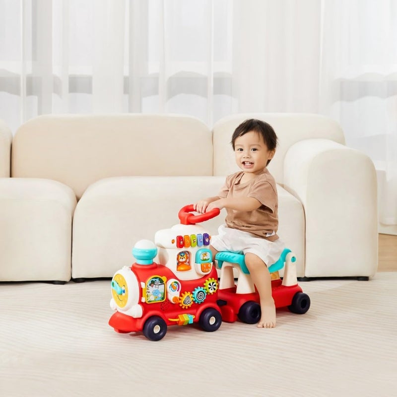 HOLA 4in1 Push Walker & Ride-on Learning Train, Interactive Toy w/Music, Lights & Sounds, Convertible Push Walker, Pull-Along Wagon, Learning Activity, Motor Skills & Imagination for Kids 12M+ - Image 3