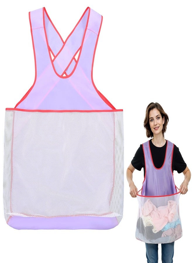 مريلة غسيل كلاسيك سيالي، مريلة غسيل مقاومة للماء مع جيب كبير، حقيبة غسيل محمولة للحيوانات الأليفة، مريلة لتجفيف الملابس، للطبخ أو تجفيف الملابس أو حمل الحيوانات الأليفة الصغيرة، بنفسجي - Image 1