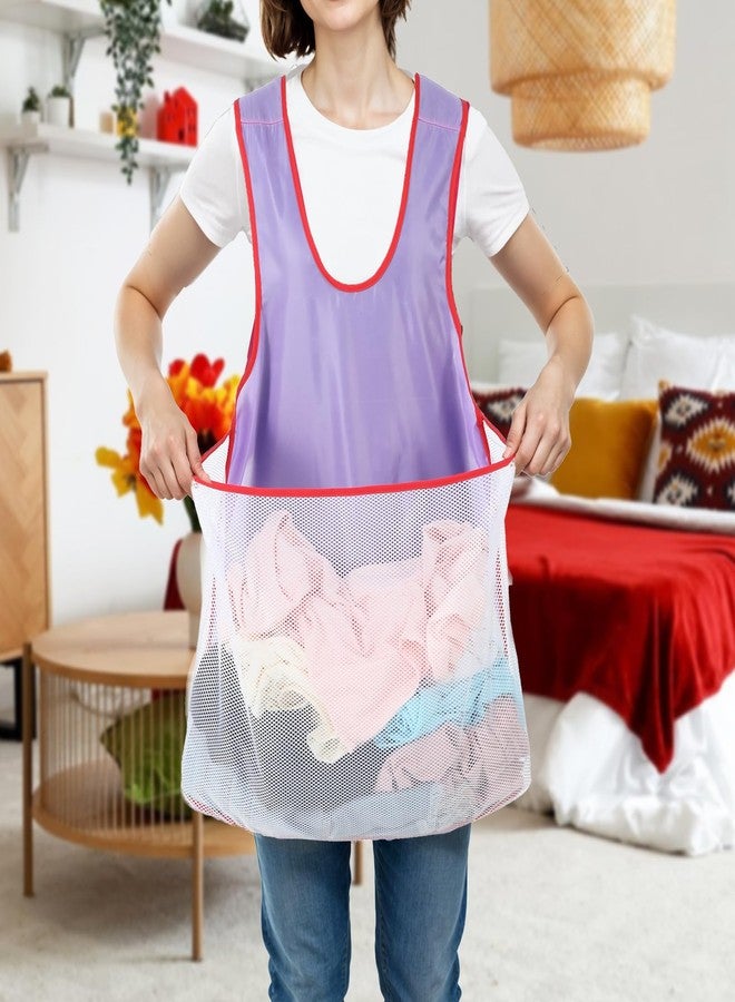 مريلة غسيل كلاسيك سيالي، مريلة غسيل مقاومة للماء مع جيب كبير، حقيبة غسيل محمولة للحيوانات الأليفة، مريلة لتجفيف الملابس، للطبخ أو تجفيف الملابس أو حمل الحيوانات الأليفة الصغيرة، بنفسجي - Image 5
