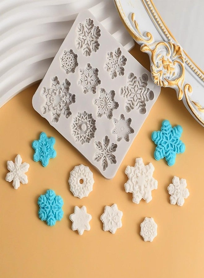 LZEDIRA 4 Pcs Christmas Snowflake Silicone Molds, Winter Snowflake Fondant Silicone Mold, Holiday Baking Molds for Clay Crafts, Candy and DIY Cake Baking Decoration - Image 4