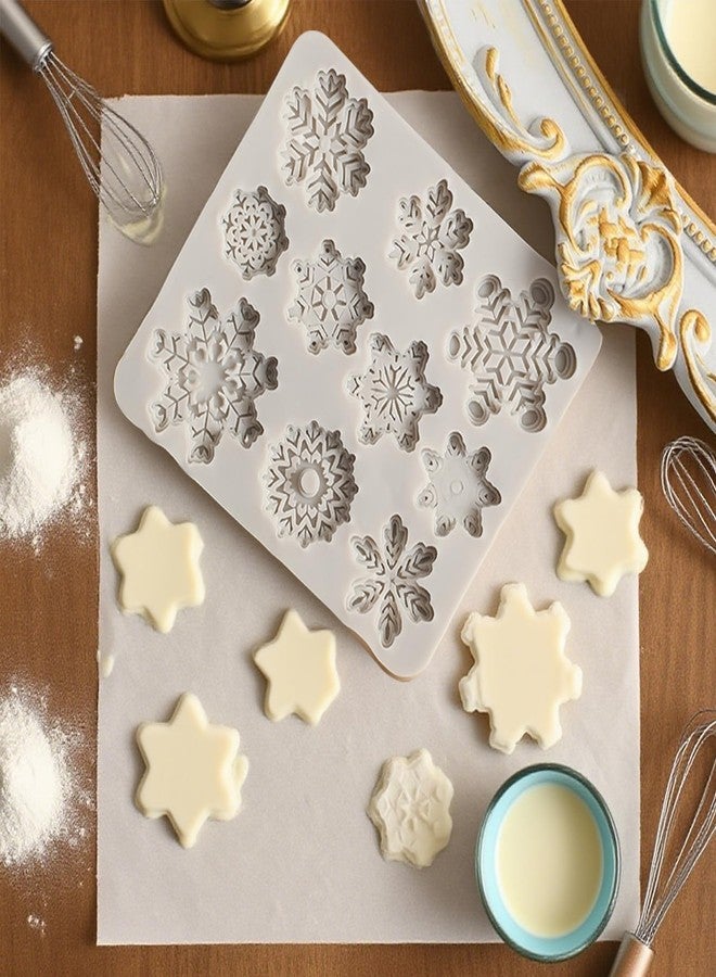 LZEDIRA 4 Pcs Christmas Snowflake Silicone Molds, Winter Snowflake Fondant Silicone Mold, Holiday Baking Molds for Clay Crafts, Candy and DIY Cake Baking Decoration - Image 5