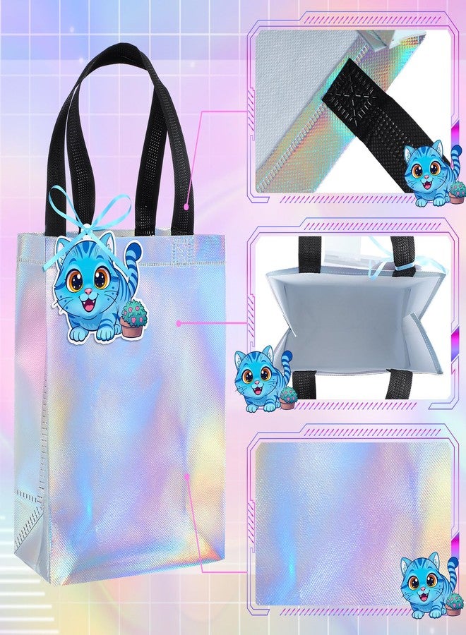Abbylike 18 Pcs Kpop themed Party Tiger Gift Bags with Handle, Iridescent Kpop Themed Favor Bags 10 x 8 x 4 Inch Non-woven Holographic with Tiger Labels for Birthday Party Decoration - Image 3