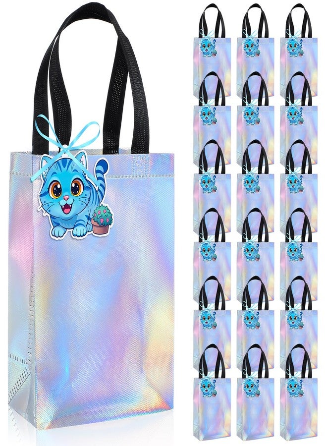 Abbylike 18 Pcs Kpop themed Party Tiger Gift Bags with Handle, Iridescent Kpop Themed Favor Bags 10 x 8 x 4 Inch Non-woven Holographic with Tiger Labels for Birthday Party Decoration - Image 1