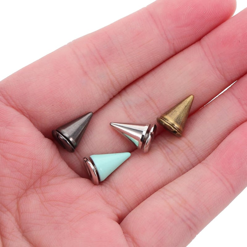Lurrose 7x10mm Cone Rivet Studs Screw Back Set for Handbag Hardware, Metal Rivet Embellishments with Silver, Gunmetal, Antique Copper, and Light Blue, 40 Pieces for Leathercraft and Bag - Image 4