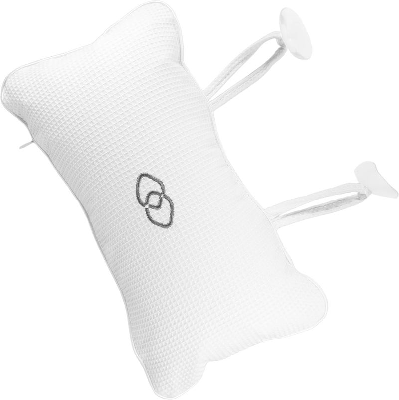 ERINGOGO Inflatable Bath Pillow for Tub, Waffle Embroidered Spa Neck and Headrest Cushion, Waterproof Bathtub Accessory with Suction Cups, Comfortable Tub Pillow for Relaxing Bathing - Image 1