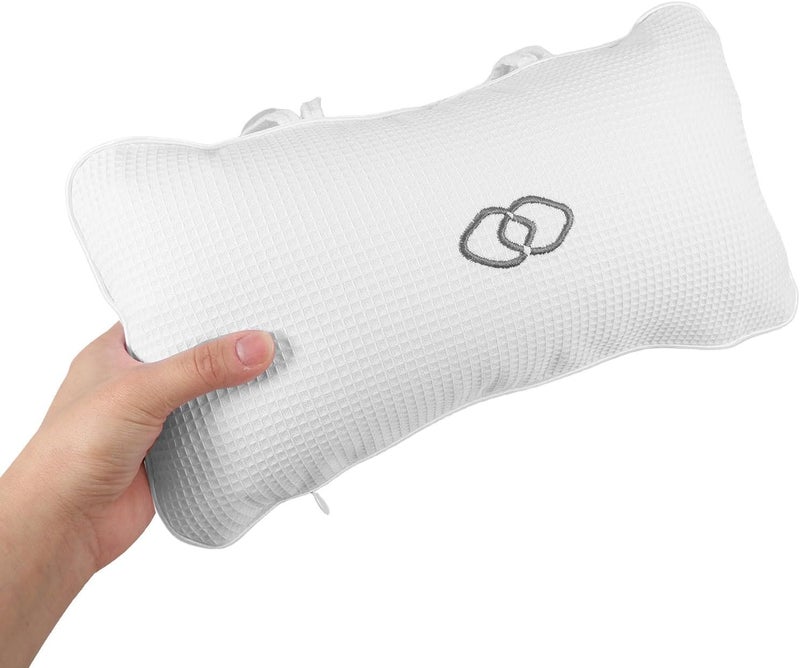 ERINGOGO Inflatable Bath Pillow for Tub, Waffle Embroidered Spa Neck and Headrest Cushion, Waterproof Bathtub Accessory with Suction Cups, Comfortable Tub Pillow for Relaxing Bathing - Image 3