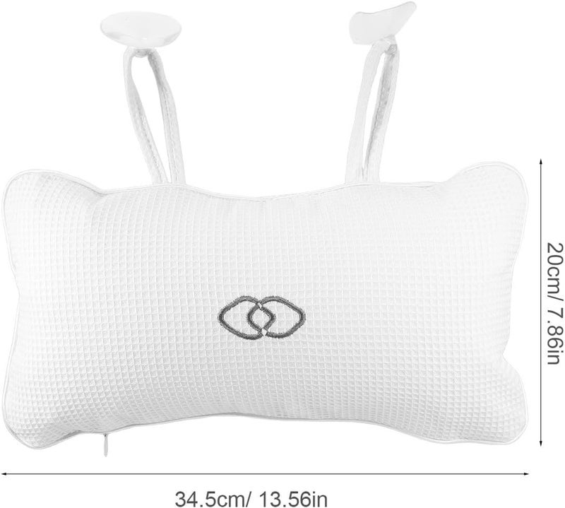 ERINGOGO Inflatable Bath Pillow for Tub, Waffle Embroidered Spa Neck and Headrest Cushion, Waterproof Bathtub Accessory with Suction Cups, Comfortable Tub Pillow for Relaxing Bathing - Image 2