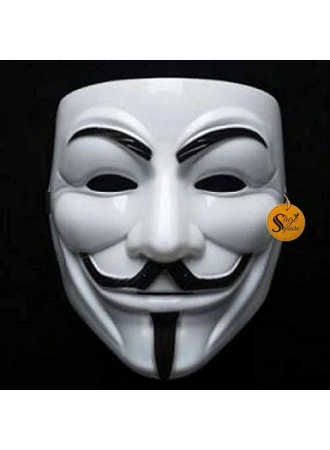 سايج سكوير قناع وجه سايج سكوير فينديتا كوميك، قناع فوكس، قناع وجه مجهول الإصدار المميز، مناسب تمامًا للتنكر، احتجاج في فينديتا من دي سي كوميكس للأولاد والبنات. (أبيض) - Image 1