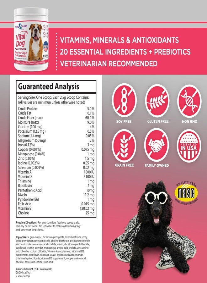 Vital Planet - Vital Dog Multi Vitamin Powder Supplement for Everyday Health with Vitamins, Minerals and Antioxidants for Dogs - Beef Flavored Powder, 30 Servings, 75 Grams - Image 2