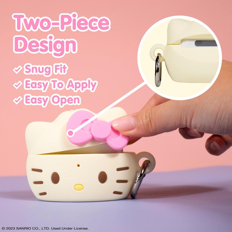 iFace Hello Kitty and Friends Case [ Compatible with AirPods Pro1/Pro2, Not for Pro3 ][Steamed Bun Series] Silicone Protective Cover [Carabiner Clip Included][Wireless Charging] â€“ Hello Kitty - Image 3