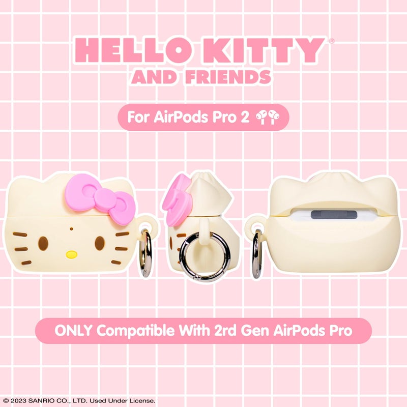 iFace Hello Kitty and Friends Case [ Compatible with AirPods Pro1/Pro2, Not for Pro3 ][Steamed Bun Series] Silicone Protective Cover [Carabiner Clip Included][Wireless Charging] â€“ Hello Kitty - Image 2