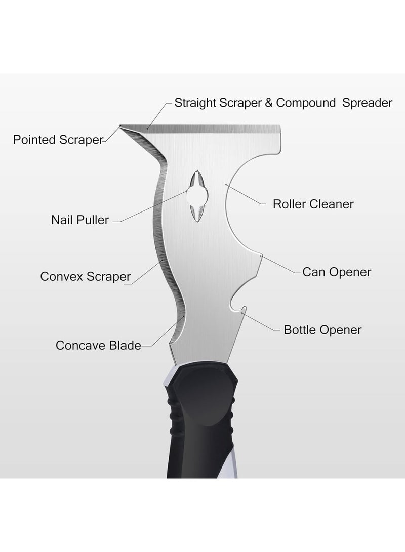 SYOSI Multi Use Putty Knife, 2 Pack, 10 in 1 Paint Scraper, Painters Tool with Hammer End, Taping Spackle Knife, for Wood Metal Surfaces - Image 3