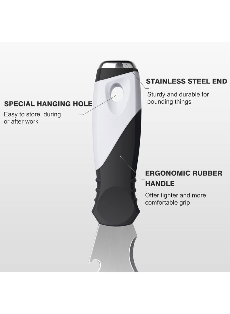 SYOSI Multi Use Putty Knife, 2 Pack, 10 in 1 Paint Scraper, Painters Tool with Hammer End, Taping Spackle Knife, for Wood Metal Surfaces - Image 4