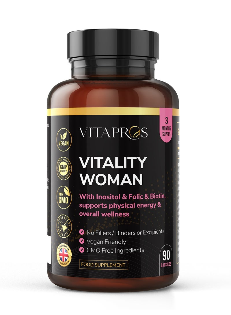 VITAPROS Vitality Woman Multinutrient Complex – Women’s Daily Vitamins & Minerals with Iron, Adaptogens & Antioxidants – Energy, Immunity & Hormonal Balance Support - Image 1