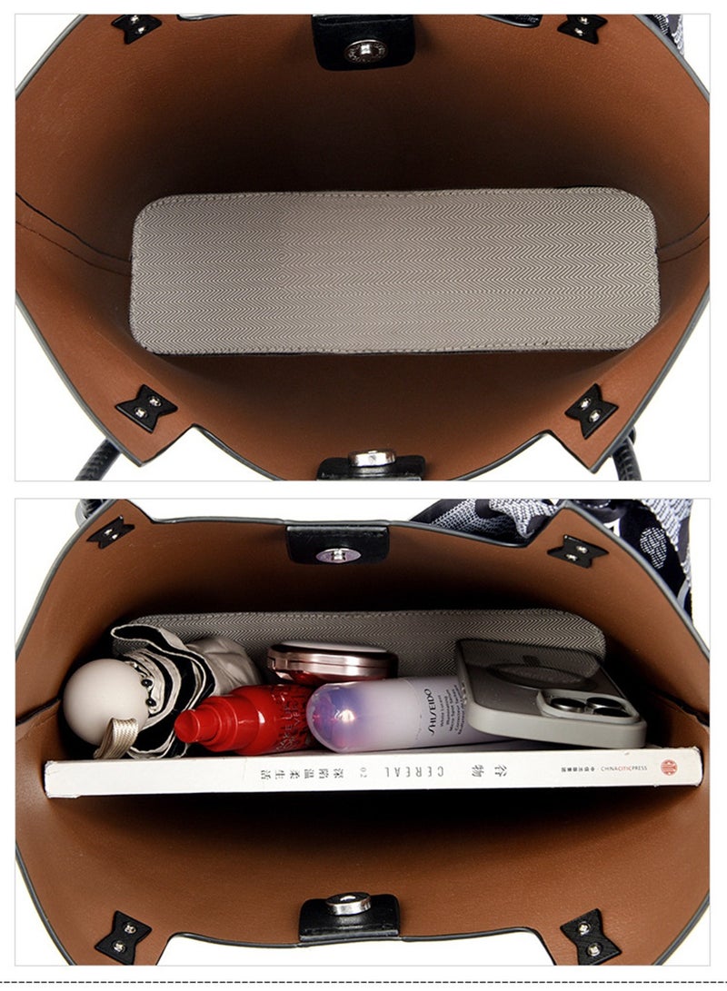 Women's 2Pcs Shoulder Bag Set Fashionable Tote Bag Handbag with Mini Crossbody Bag, Large Capacity PU Tote Bag for Ladies Girls  - Image 3