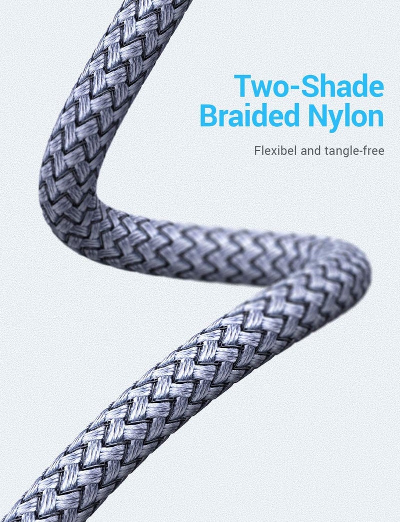 AINOPE 2 Pack USB Extensions Cable High Speed USB 3.0 Extension Cord Type A Male to Female Sturdy Braided Material Fast Data Transfer Compatible with USB Keyboard,Mouse,Flash Drive,Grey,10FT+10FT - Image 3