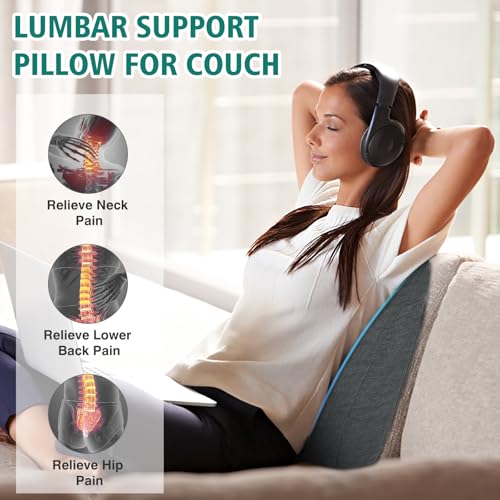 TANYOO Back Support Pillow for Recliner Soft Dual Layer Lumbar Support Pillow with Memory Foam Shreds Ergonomic Orthopedic Couch Back Cushions for Elderly Lower Back Pain Relief Dark Grey - Image 5