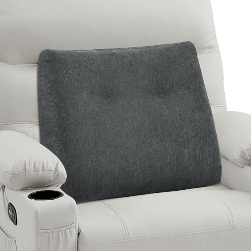 TANYOO Back Support Pillow for Recliner Soft Dual Layer Lumbar Support Pillow with Memory Foam Shreds Ergonomic Orthopedic Couch Back Cushions for Elderly Lower Back Pain Relief Dark Grey - Image 1