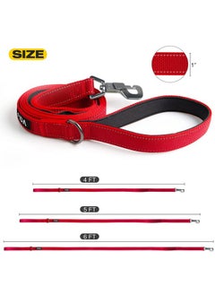fida Fida 4 FT Heavy Duty Dog Leash with 2 Comfortable Padded Handles, Traffic Handle & Advanced Easy Snap Hook, Reflective Walking Lead for Large, Medium & Small Breed Dogs, Red  - Image 4