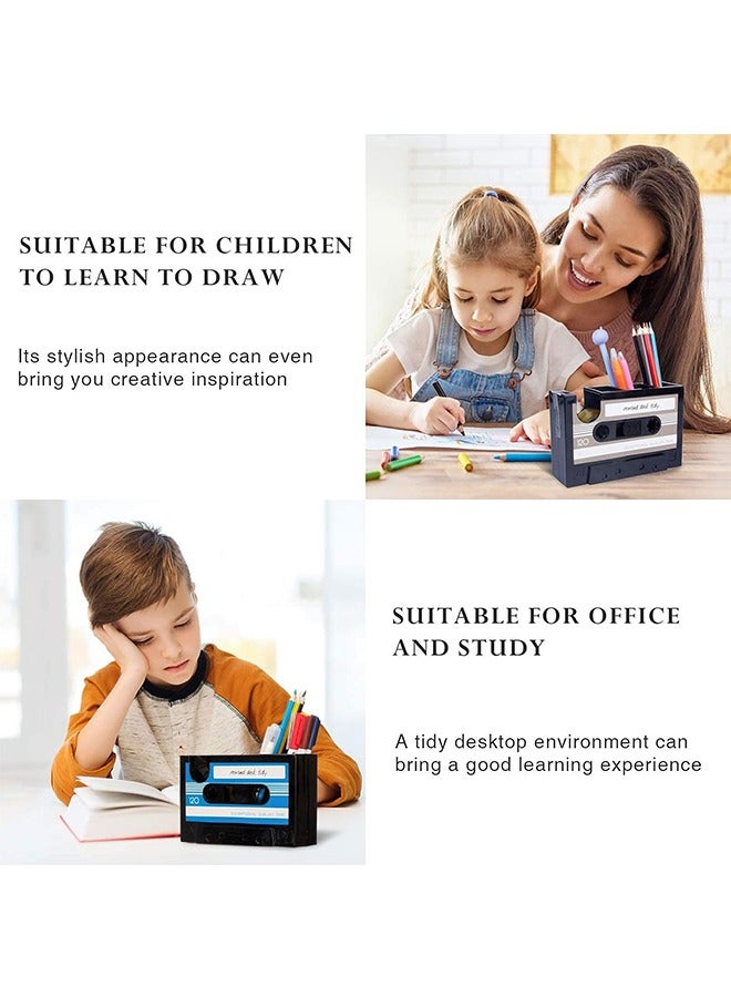 Tape Dispenser with Pen Holder, Retro Cassette Tape Dispenser, 80's Desk Accessories, Retro Office Supplies, Office Stationery Storage, Funny Tape Dispenser (Blue) - Image 5