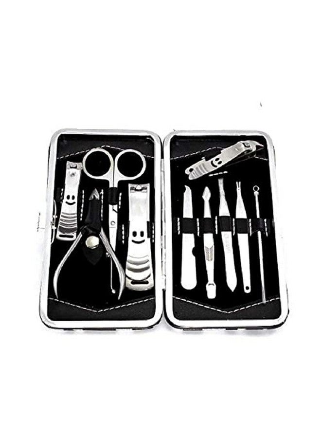 Set Of 10 Pieces Of Stainless-Steel Professional Quality Grooming Tools For All Personal Grooming Needs Like Manicure, Pedicure And Facial Grooming With A Travel-Friendly Box