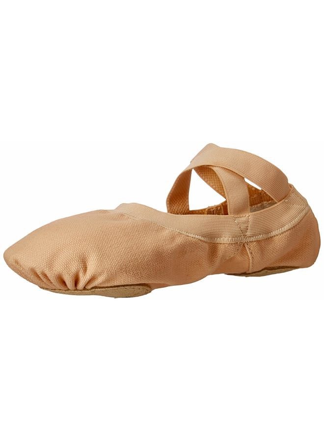 Dance Women's Pro Elastic Canvas Split Sole Ballet Shoe/Slipper Light Sand Size: 8 Narrow, 39 EU Narrow