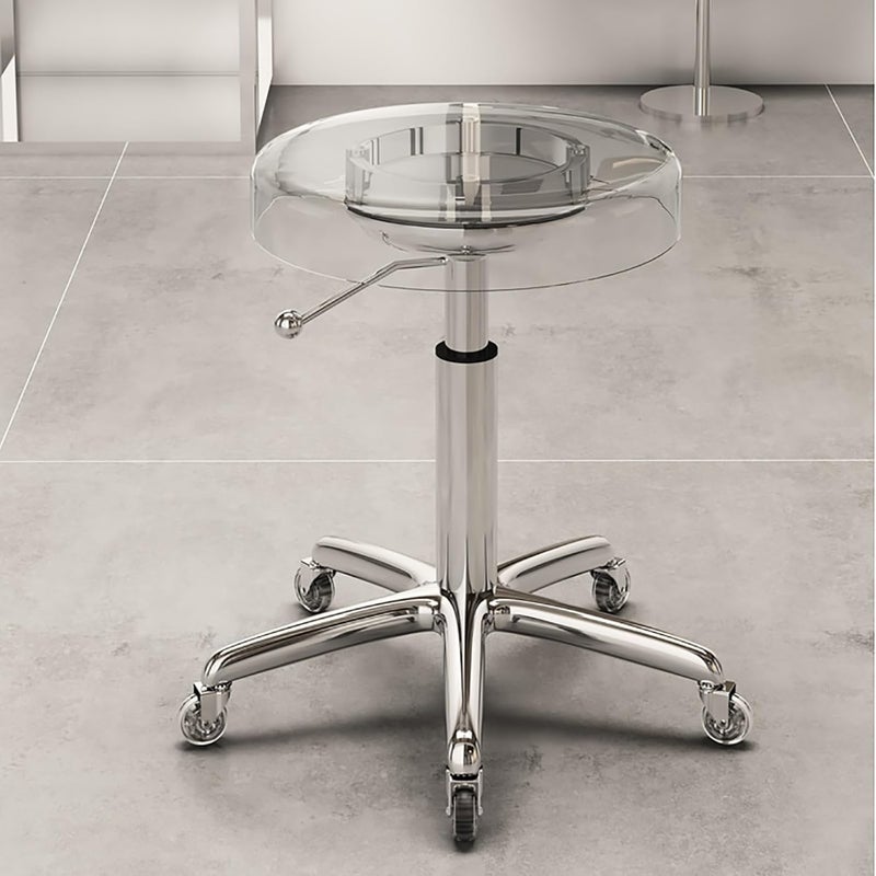 Adjustable Acrylic Rolling Stool, Swivel Chair On Wheels for Salon, Medical Office, Spa, Kitchen, Tattoo Work - Height 42-55cm, Green Color Clear B 40-47cm/16-19 - Image 1