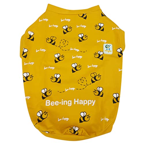 WAGZY Yellow Bee-Ing Happy Printed Cotton Hosiery T-Shirts For Puppies,Kitten,Dogs And Cats (24" - 3Xl),100 G - Image 1