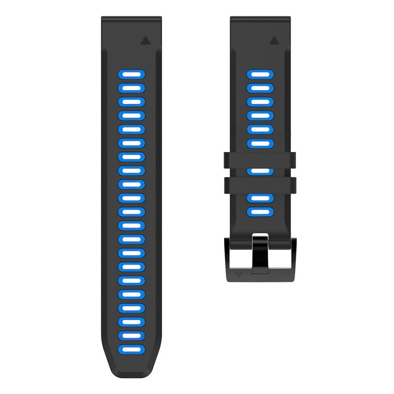 S-TOP For Garmin EPIX Gen2 22mm Silicone Sports Two-Color Watch Band(Black+Skyblue) - Image 2