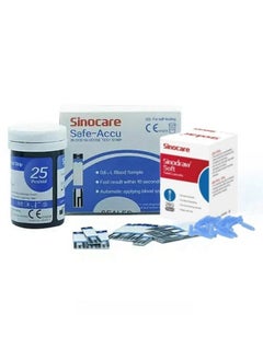 SINOCARE Safe Accu Blood Glucose Test Strips 100Pcs （Bottled Test Strips+Lancets）  - Image 1
