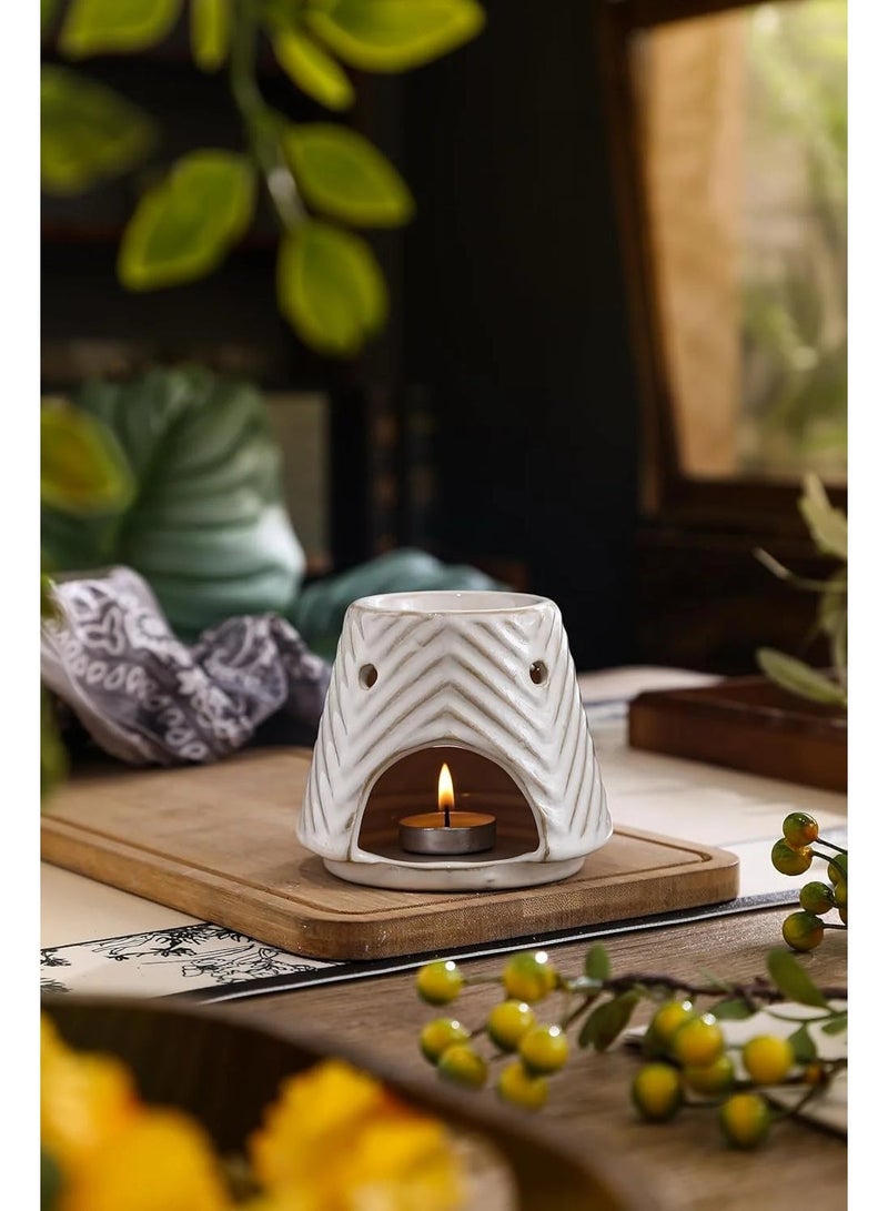 Home auraa Eternity Oil Burner Ceramic - Off White Color | Elegant Aromatherapy Diffuser for Essential Oils & Wax Melts | Ideal for Home, office or living space - Image 2
