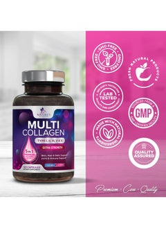 Nature's Nutrition Collagen Peptides for Women & Men - Type I, II, III, V, X Multi Collagen Pills, Hydrolyzed Collagen Peptides Supplements, Nature's Hair, Skin, Nail, and Joint Support Supplement, Non-GMO, 120 Capsules  - Image 3
