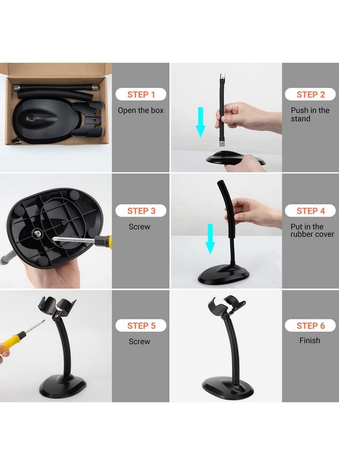 Tera - Universal Barcode Scanner Stand Hands Free Barcode Scanning Barcode Reader Cradle Holder Base Angle And Height Adjustable Head For Supermarket Retail Store School Library Logistic Warehouse - Image 1