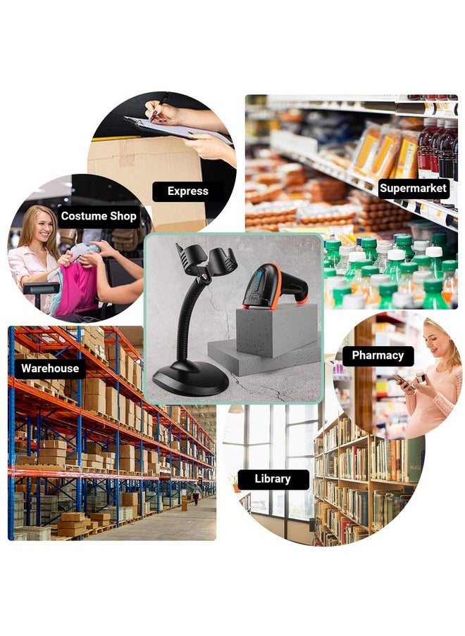 Tera - Universal Barcode Scanner Stand Hands Free Barcode Scanning Barcode Reader Cradle Holder Base Angle And Height Adjustable Head For Supermarket Retail Store School Library Logistic Warehouse - Image 1