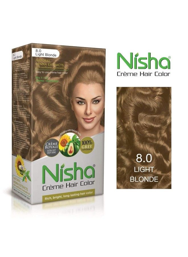 Nisha لون شعر كريمة بلون أشقر 8 أشقر فاتح 90 مل + 60 غرام (عبوة من 1) - Image 4