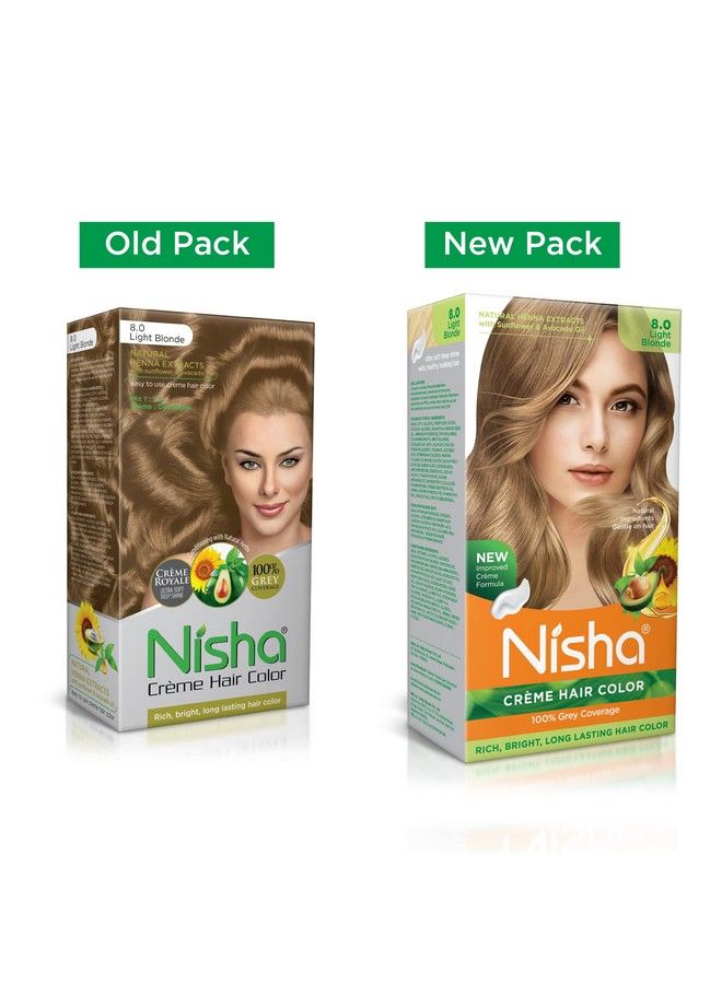 Nisha لون شعر كريمة بلون أشقر 8 أشقر فاتح 90 مل + 60 غرام (عبوة من 1) - Image 3
