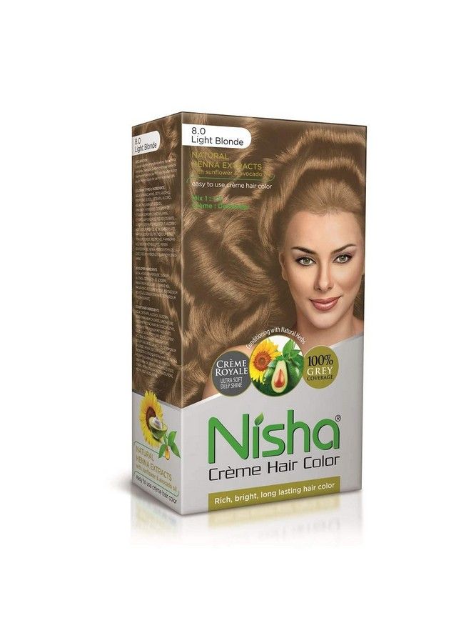 Nisha لون شعر كريمة بلون أشقر 8 أشقر فاتح 90 مل + 60 غرام (عبوة من 1) - Image 2