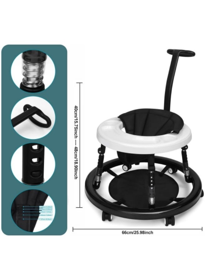 GGEROU Baby Walker, 9-Gear Height Adjustable Baby Walker with Wheels, Foldable Infant Toddler Walker with Foot Pads, Baby Walkers and Activity Center for Baby Boys and Baby Girls 6-24 Months - Image 2