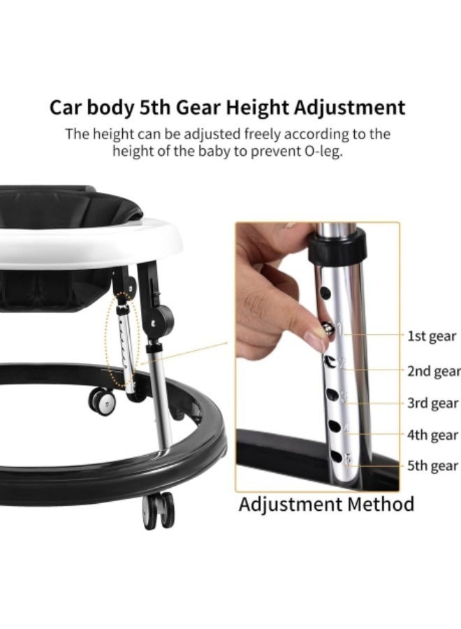 GGEROU Baby Walker, 9-Gear Height Adjustable Baby Walker with Wheels, Foldable Infant Toddler Walker with Foot Pads, Baby Walkers and Activity Center for Baby Boys and Baby Girls 6-24 Months - Image 3