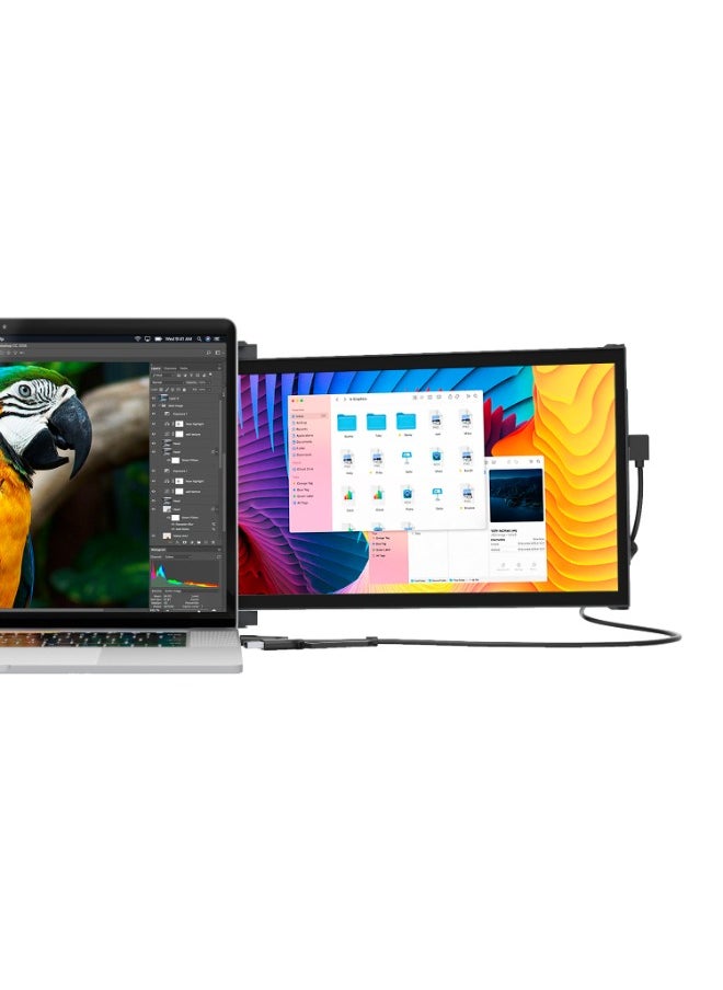 Mobile pixel Duex Plus Portable Monitor, 13.3" FHD 1080P IPS Ultra Slim Laptop Screen Extender, USB A/USB C Plug and Play Auto Screen Rotate, Windows/Mac/Android/Switch Compatible - Black  - Image 1